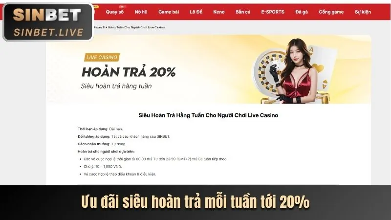 Thưởng nạp lại VSBET hàng tuần